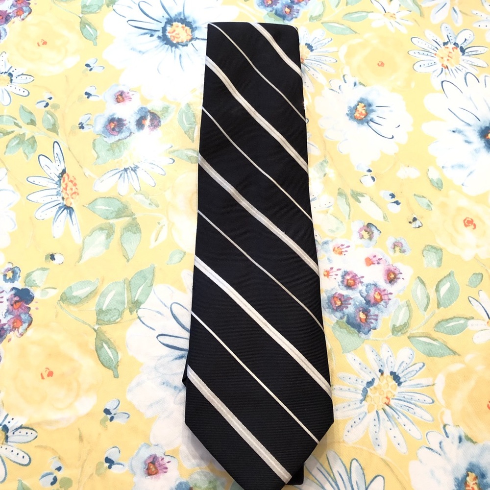 Zantorelli Silk Striped Black Silver Tie